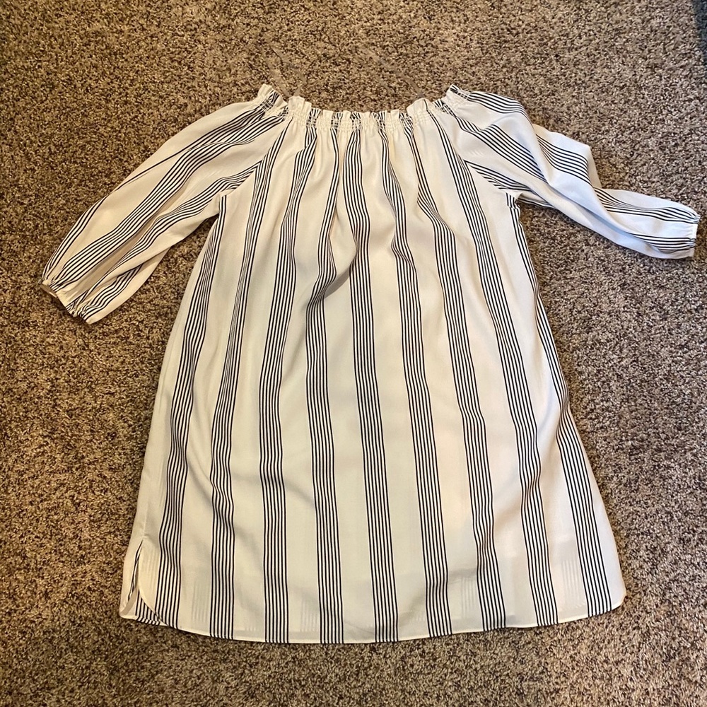 Audrey 3+1 off the shoulder striped mini dress